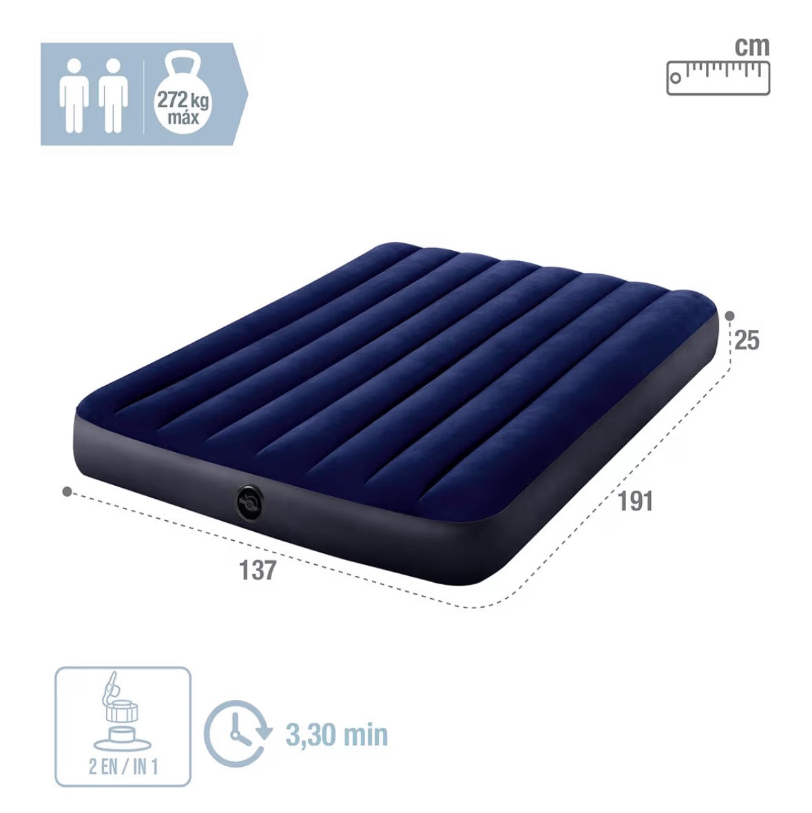 Matelas Gonflable Camping 1 Personne Intex — Gonfleur Pied Intégré, 191x76cm, Invités & Festival