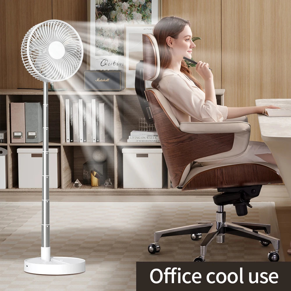 🌬️ Ventilateur Posable Pliable USB 8 Pouces – 4 Vitesses Minuterie Batterie