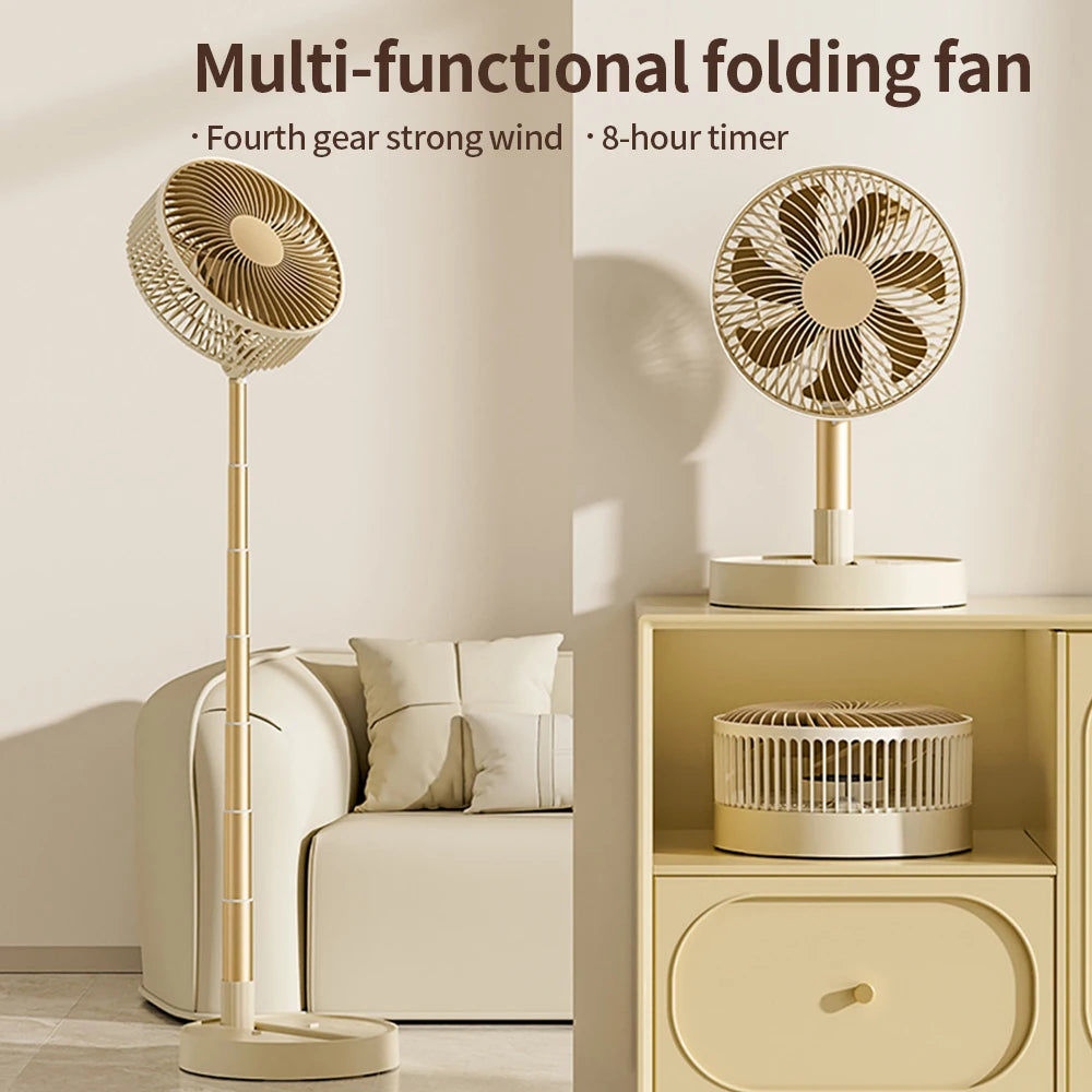 🌬️ Ventilateur Posable Pliable USB 8 Pouces – 4 Vitesses Minuterie Batterie
