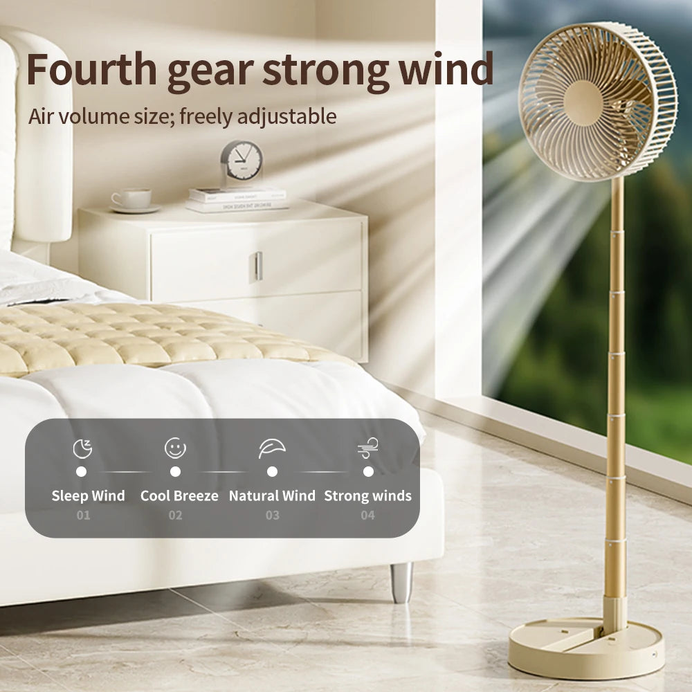🌬️ Ventilateur Posable Pliable USB 8 Pouces – 4 Vitesses Minuterie Batterie