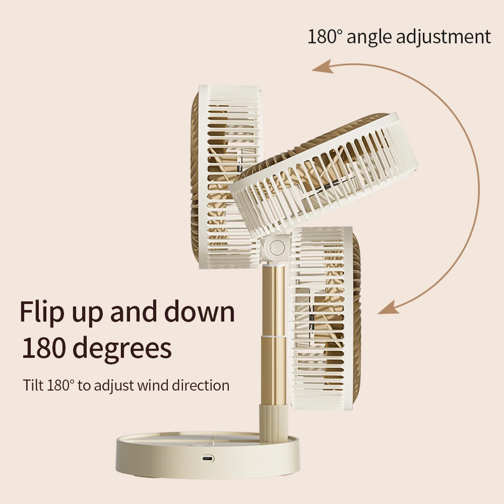 🌬️ Ventilateur Posable Pliable USB 8 Pouces – 4 Vitesses Minuterie Batterie