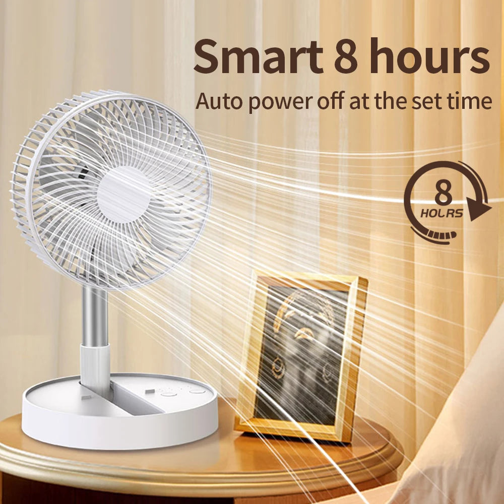 🌬️ Ventilateur Posable Pliable USB 8 Pouces – 4 Vitesses Minuterie Batterie